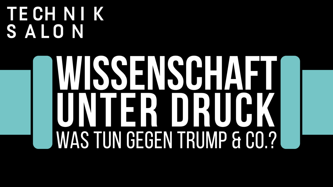 Werbeposter für den Technik Salon, Der Titel der Veranstaltung in weißen Buchstaben auf schwarzem Hintergrung.